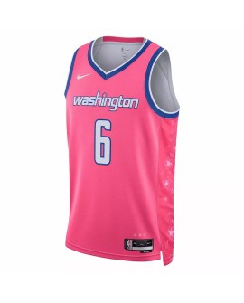 Herren Nike Swingman Rose 2022/23 Kristaps Porzingis Washington Wizards No. 6 Jersey mit City Edition