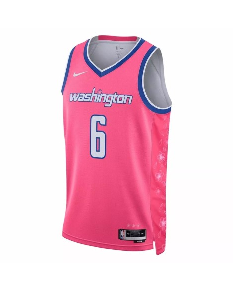 Herren Nike Swingman Rose 2022/23 Kristaps Porzingis Washington Wizards No. 6 Jersey mit City Edition