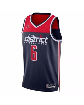 Herren Swingman Washington Wizards Kristaps Porzingis No. 6 Jordan Brand Navy 2022/23 Jersey mit Haftungsausschluss Edition