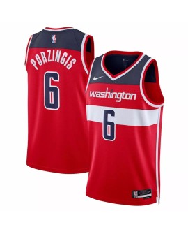 Nike Swingman Herren Rot 2022/23 Kristaps Porzingis Washington Wizards No. 6 Shirt mit Icon Edition