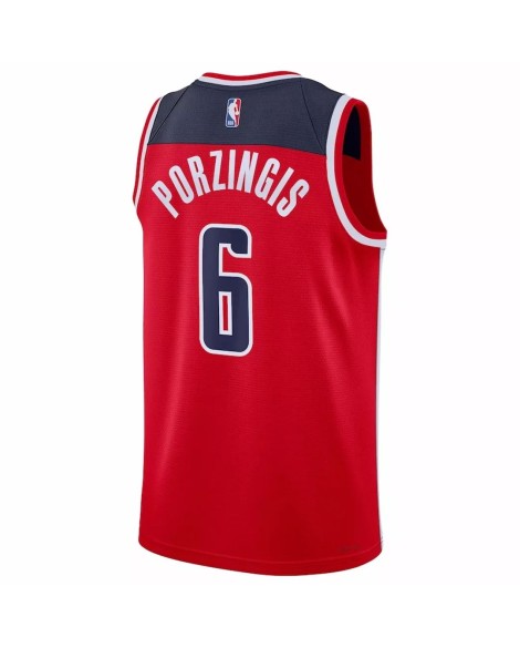 Nike Swingman Herren Rot 2022/23 Kristaps Porzingis Washington Wizards No. 6 Shirt mit Icon Edition