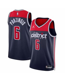 Herren Swingman Washington Wizards Kristaps Porzingis No. 6 Jordan Brand Navy 2022/23 Jersey mit Haftungsausschluss Edition