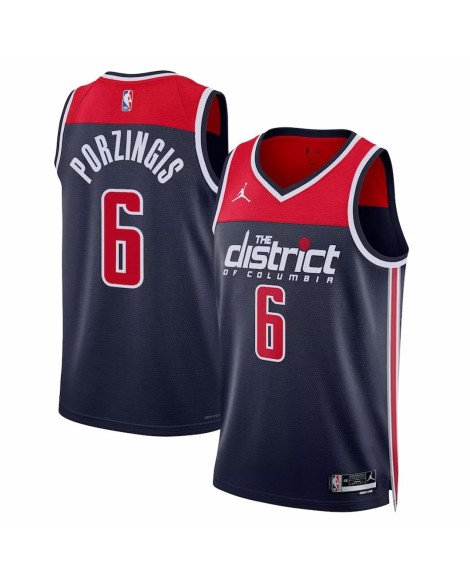 Herren Swingman Washington Wizards Kristaps Porzingis No. 6 Jordan Brand Navy 2022/23 Jersey mit Haftungsausschluss Edition