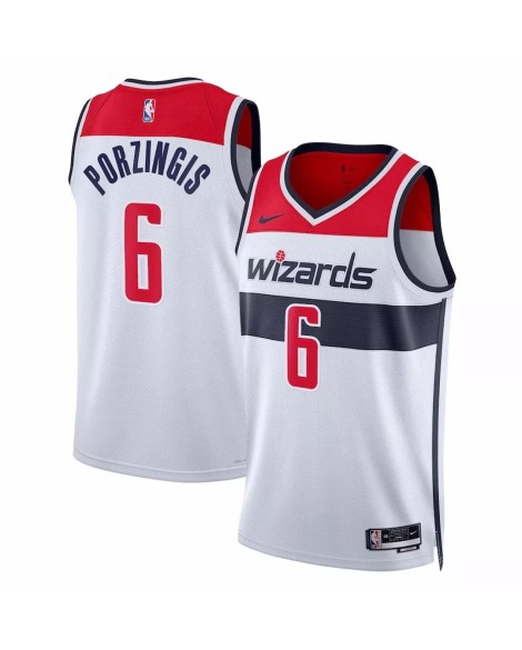 Herren Nike White 2022/23 Swingman Washington Wizards Kristaps Porzingis No. 6 Jersey mit Assoziation Edition