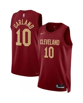 Nike Wine #10 Cleveland Cavaliers Darius Garland 2022/23 Swingman-Trikot für Herren – Icon Edition