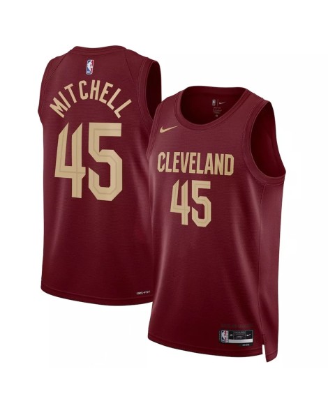 Cleveland Cavaliers Donovan Mitchell #45 Nike Wine 2022/23 Swingman-Trikot für Herren – Icon Edition