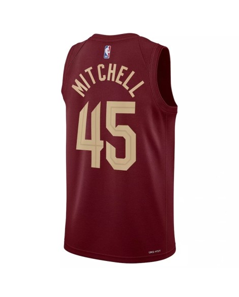 Cleveland Cavaliers Donovan Mitchell #45 Nike Wine 2022/23 Swingman-Trikot für Herren – Icon Edition