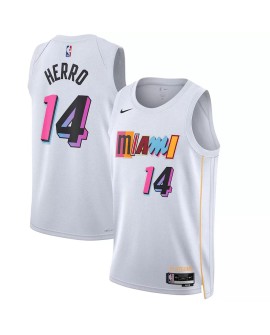 Herren Nike White 2022/23 Miami Heat Taylor Herro No. 14 Swingman Trikot mit City Edition
