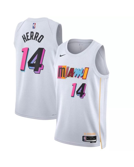 Herren Nike White 2022/23 Miami Heat Taylor Herro No. 14 Swingman Trikot mit City Edition