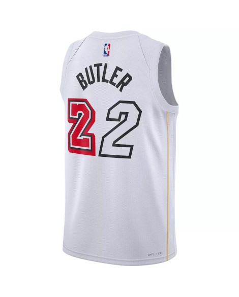 Nike Herren Nike Miami Heat No. 22 Weiß 2022/23 Swingman Shirt mit Reißverschluss