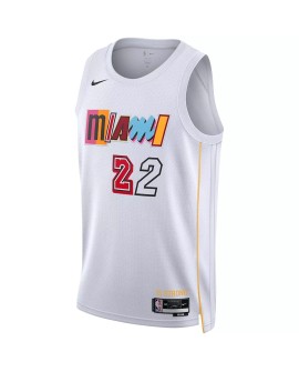 Nike Herren Nike Miami Heat No. 22 Weiß 2022/23 Swingman Shirt mit Reißverschluss