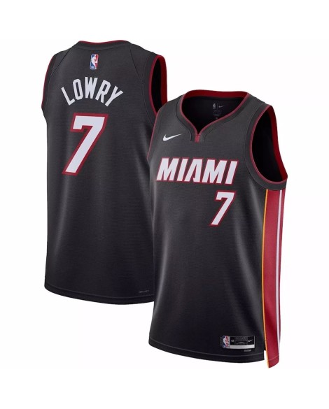 Herren 22/23 Schwarzes Kyle Lowry No. 7 Miami Heat Swingman Trikot mit Icon Version