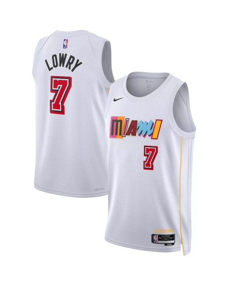 Miami Heat Kyle Lowry #7 Nike Blanc 2022/23 Swingman Maillot mit City Edition