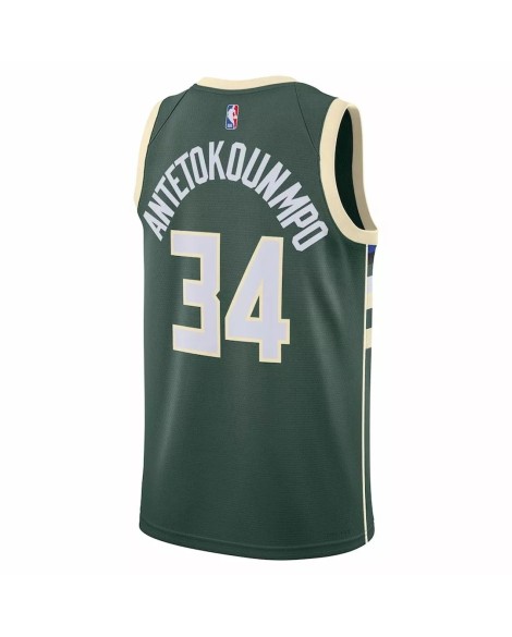 Milwaukee Bucks Giannis Antetokounmpo #34 Nike Hunter Green 2022/23 Swingman Maillot mit Édition Icon