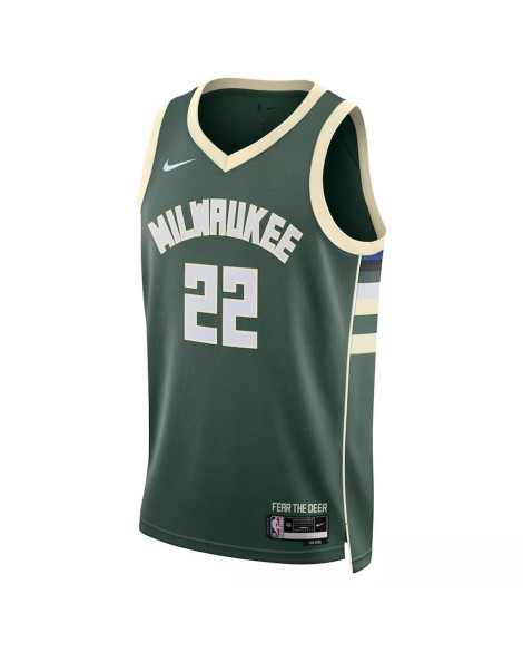 Herren Milwaukee Bucks Khris Middleton No. 22 Hunter Green 22/23 Swingman Trikot mit Icon Version