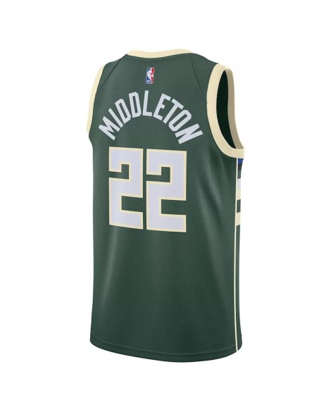 Herren Milwaukee Bucks Khris Middleton No. 22 Hunter Green 22/23 Swingman Trikot mit Icon Version
