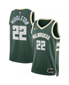 Herren Milwaukee Bucks Khris Middleton No. 22 Hunter Green 22/23 Swingman Trikot mit Icon Version