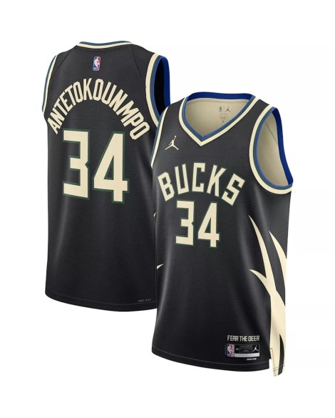 Milwaukee Bucks Giannis Antetokounmpo 34 Jordan Brand Schwarz 2022/23 Swingman Jersey für Herren