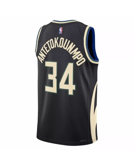 Milwaukee Bucks Giannis Antetokounmpo 34 Jordan Brand Schwarz 2022/23 Swingman Jersey für Herren