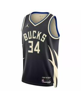 Milwaukee Bucks Giannis Antetokounmpo 34 Jordan Brand Schwarz 2022/23 Swingman Jersey für Herren