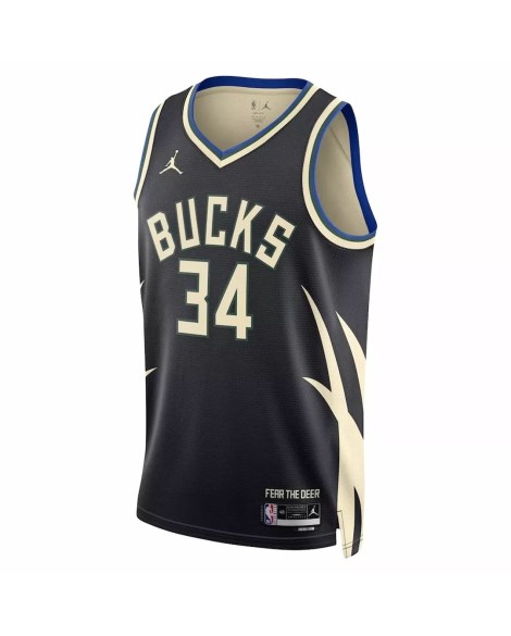 Milwaukee Bucks Giannis Antetokounmpo 34 Jordan Brand Schwarz 2022/23 Swingman Jersey für Herren