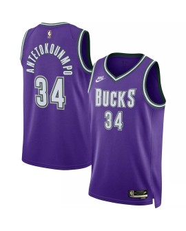 Herren Nike Milwaukee Bucks Giannis Antetokounmpo Lila 2022/23 Swingman Shirt mit Classic Edition
