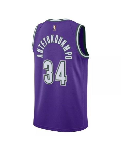 Herren Nike Milwaukee Bucks Giannis Antetokounmpo Lila 2022/23 Swingman Shirt mit Classic Edition
