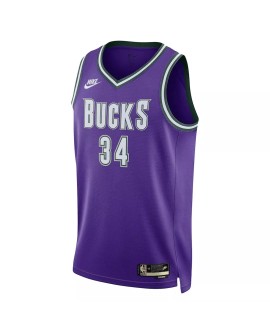Herren Nike Milwaukee Bucks Giannis Antetokounmpo Lila 2022/23 Swingman Shirt mit Classic Edition